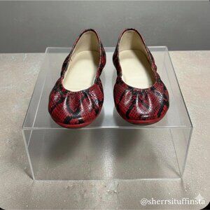 Like New The Storehouse Flats Red Snakeskin Packable Leather Ballet Flats 9